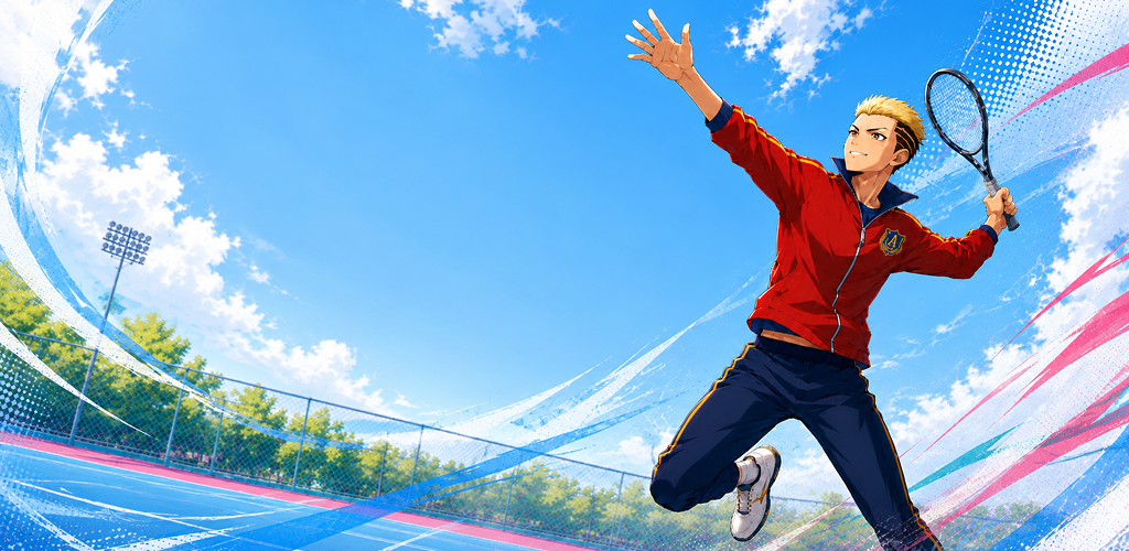 Ultimate Tennis: Fire and Ice promotional artwork of a tennis player serving